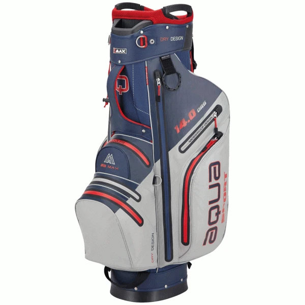 BIG MAX AQUA SPORT 3 WATERPROOF GOLF CART TROLLEY BAG – NAVY / SILVER / RED 1 BIG MAX AQUA SPORT 3 WATERPROOF GOLF CART TROLLEY BAG – NAVY / SILVER / RED