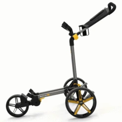 POWAKADDY DLX LITE FF GOLF PUSH CART – GUN METAL / YELLOW +FREE UMBRELLA HOLDER -Golf Sale Store PKFFY2 600x600 1