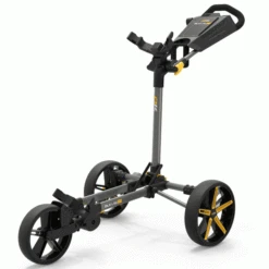 POWAKADDY DLX LITE FF GOLF PUSH CART – GUN METAL / YELLOW +FREE UMBRELLA HOLDER -Golf Sale Store PKFFY3 600x600 1
