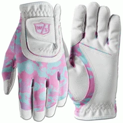 WILSON STAFF JUNIOR CAMO PRINT ONE SIZE FITS ALL GOLF GLOVE – CAMO PINK