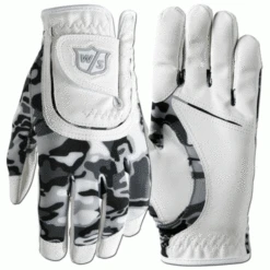 WILSON STAFF JUNIOR CAMO PRINT ONE SIZE FITS ALL GOLF GLOVE – CAMO WHITE