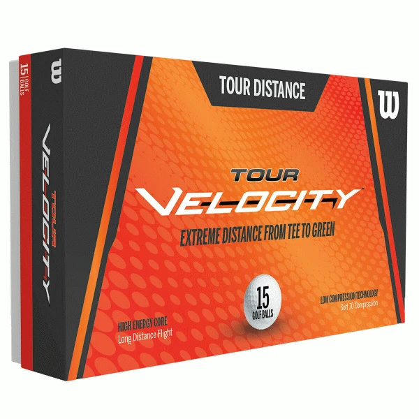 WILSON TOUR VELOCITY DISTANCE GOLF BALLS – 15 BALL PACK / WHITE 1 WILSON TOUR VELOCITY DISTANCE GOLF BALLS – 15 BALL PACK / WHITE